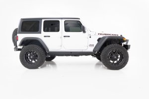 Jeep Wrangler Unlimited Rock Sliders - Rough Country - Heavy Duty - Flat black - '18-'25 Jeep Wrangler Unlimited Rock Sliders - Rough Country - Heavy Duty - Flat black - '18-'25
